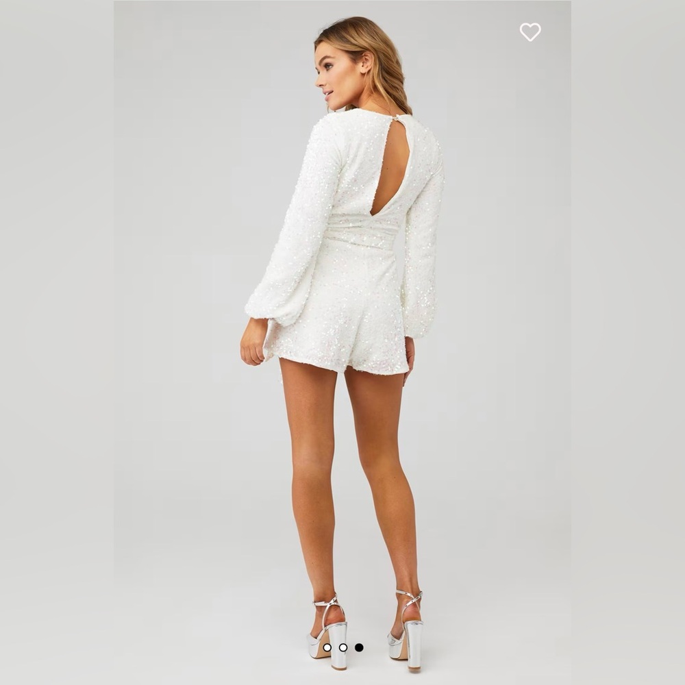 Show Me Your Mumu - Love on the Dance Floor White Sequin Romper, Size Large - Picture 2 of 16